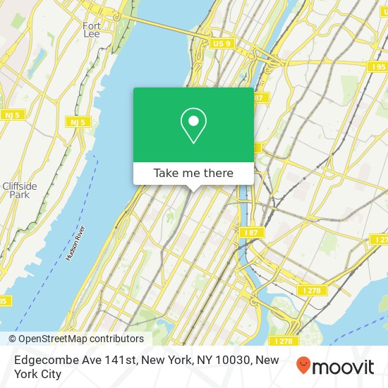 Edgecombe Ave 141st, New York, NY 10030 map