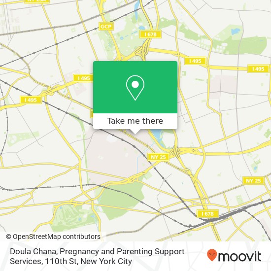 Mapa de Doula Chana, Pregnancy and Parenting Support Services, 110th St