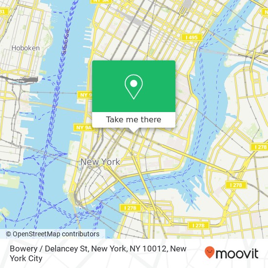 Bowery / Delancey St, New York, NY 10012 map