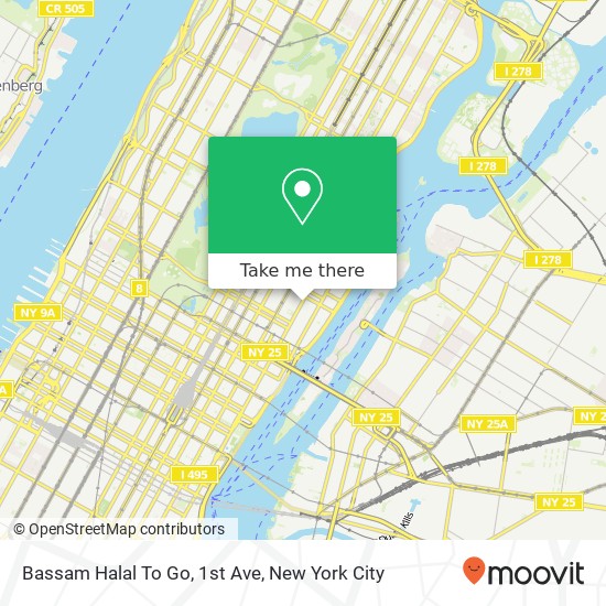 Bassam Halal To Go, 1st Ave map