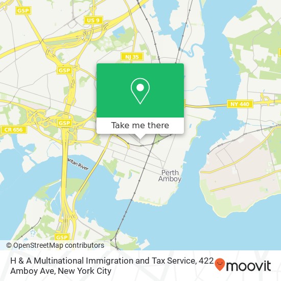 Mapa de H & A Multinational Immigration and Tax Service, 422 Amboy Ave