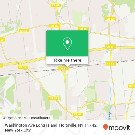 Mapa de Washington Ave Long Island, Holtsville, NY 11742