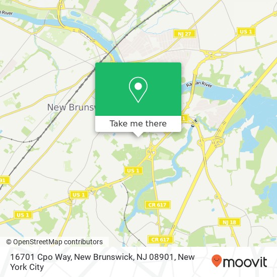 Mapa de 16701 Cpo Way, New Brunswick, NJ 08901