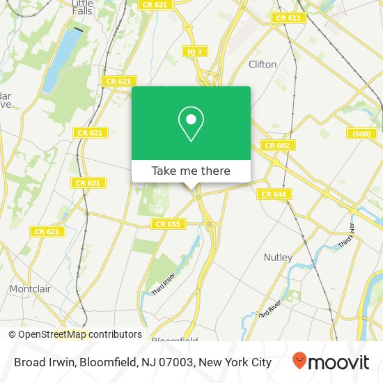 Mapa de Broad Irwin, Bloomfield, NJ 07003