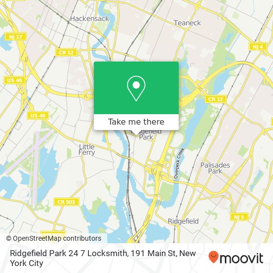 Mapa de Ridgefield Park 24 7 Locksmith, 191 Main St