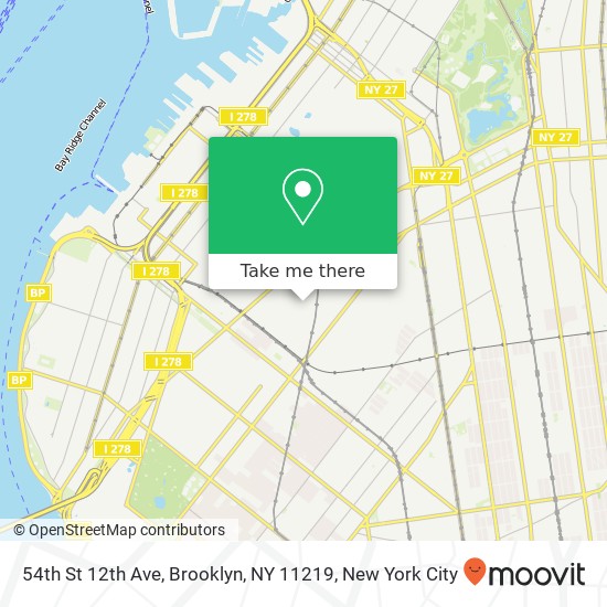 Mapa de 54th St 12th Ave, Brooklyn, NY 11219
