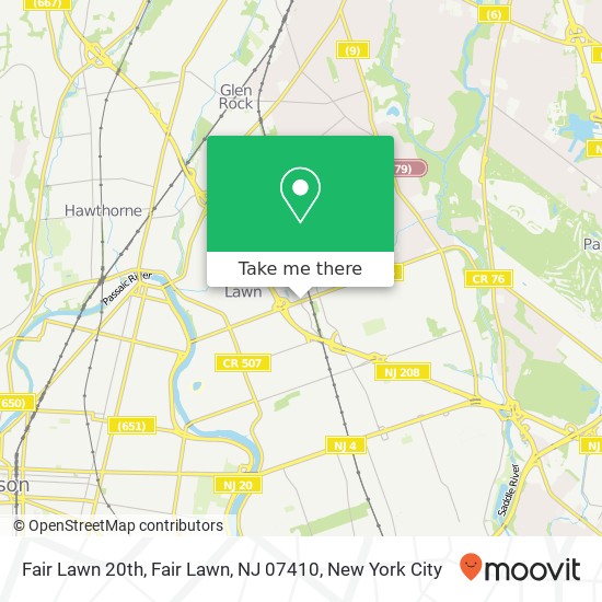 Mapa de Fair Lawn 20th, Fair Lawn, NJ 07410