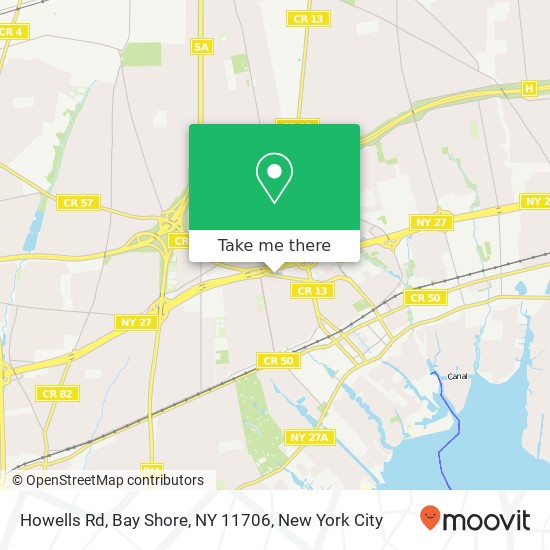 Mapa de Howells Rd, Bay Shore, NY 11706