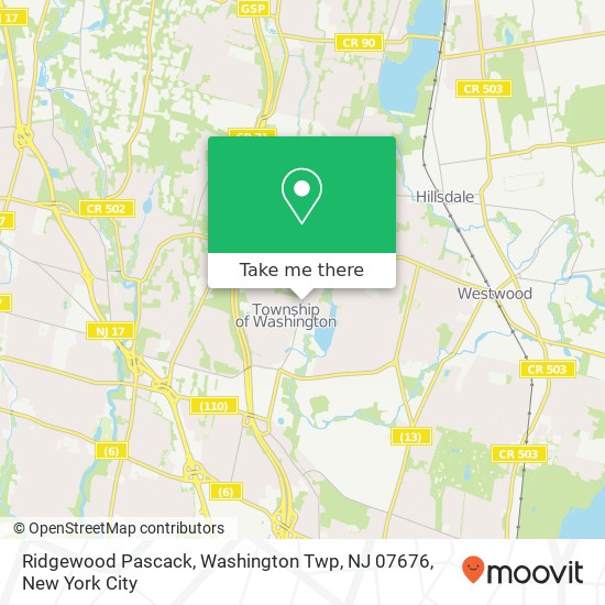 Mapa de Ridgewood Pascack, Washington Twp, NJ 07676