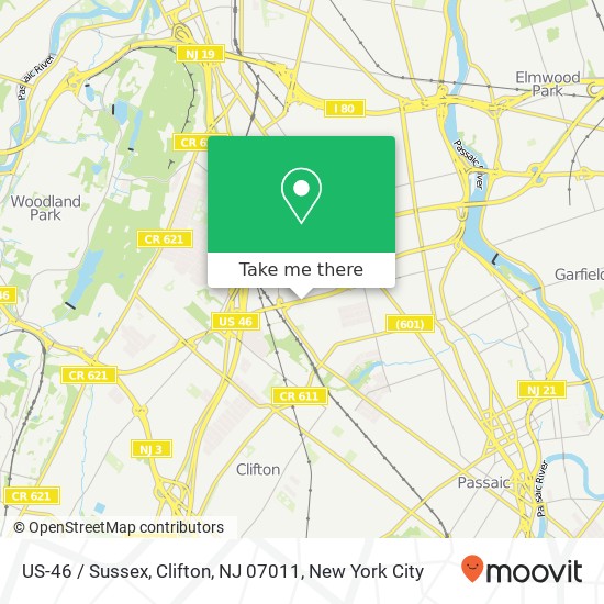 US-46 / Sussex, Clifton, NJ 07011 map