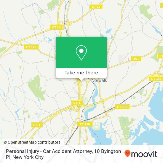 Mapa de Personal Injury - Car Accident Attorney, 10 Byington Pl