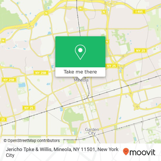 Mapa de Jericho Tpke & Willis, Mineola, NY 11501