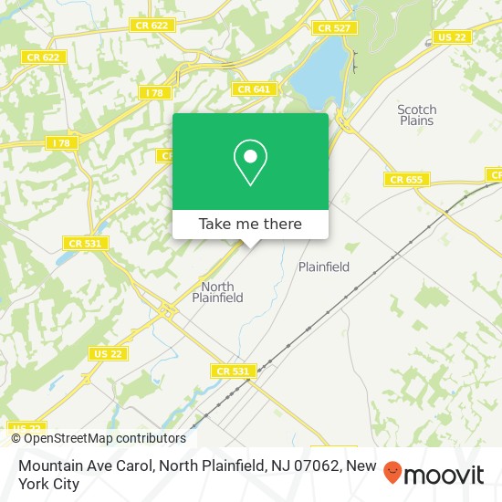 Mapa de Mountain Ave Carol, North Plainfield, NJ 07062