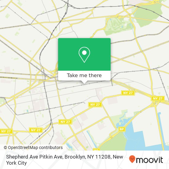 Mapa de Shepherd Ave Pitkin Ave, Brooklyn, NY 11208