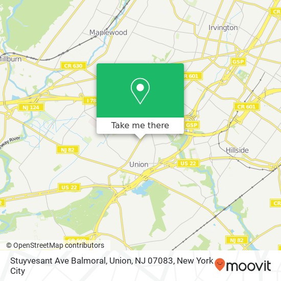 Mapa de Stuyvesant Ave Balmoral, Union, NJ 07083