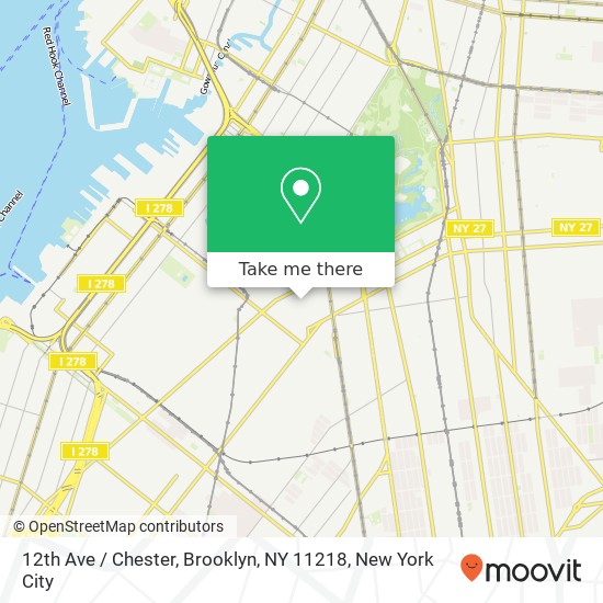 Mapa de 12th Ave / Chester, Brooklyn, NY 11218