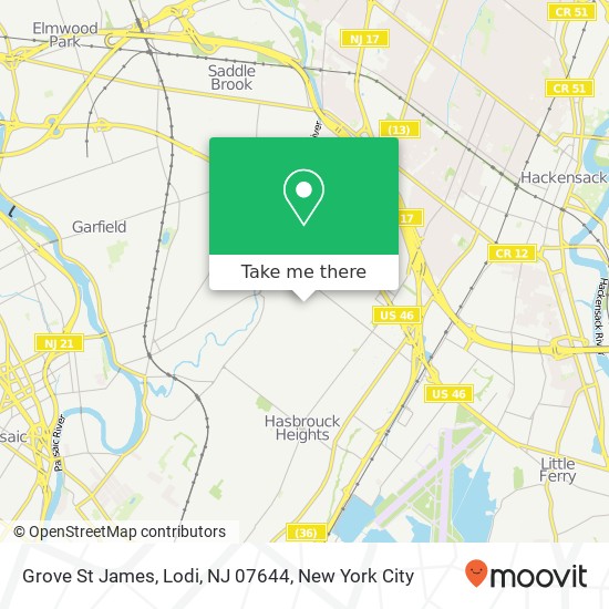 Mapa de Grove St James, Lodi, NJ 07644