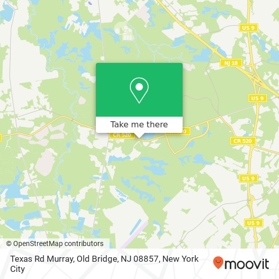 Mapa de Texas Rd Murray, Old Bridge, NJ 08857