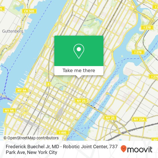 Mapa de Frederick Buechel Jr, MD - Robotic Joint Center, 737 Park Ave