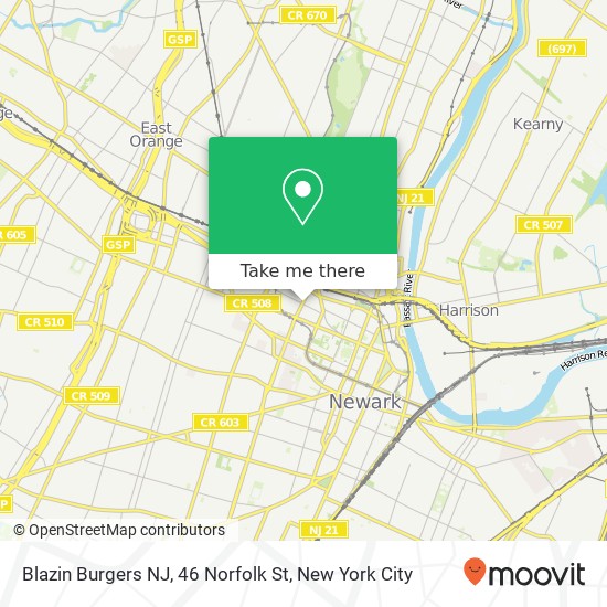 Blazin Burgers NJ, 46 Norfolk St map