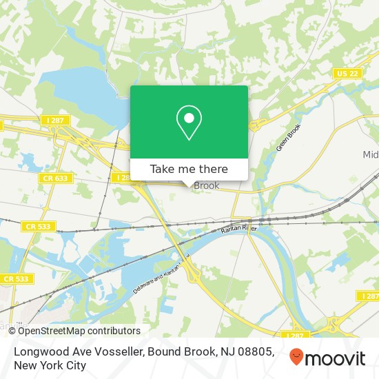 Mapa de Longwood Ave Vosseller, Bound Brook, NJ 08805