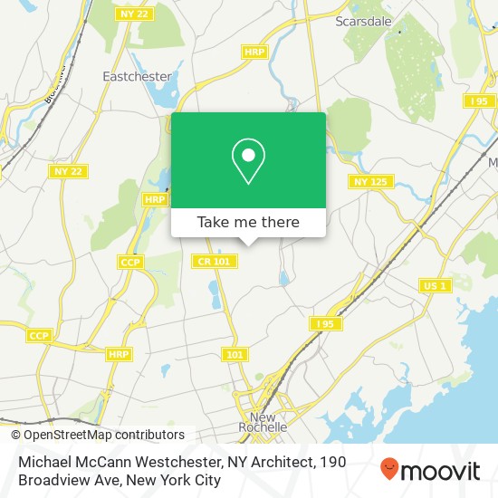 Mapa de Michael McCann Westchester, NY Architect, 190 Broadview Ave