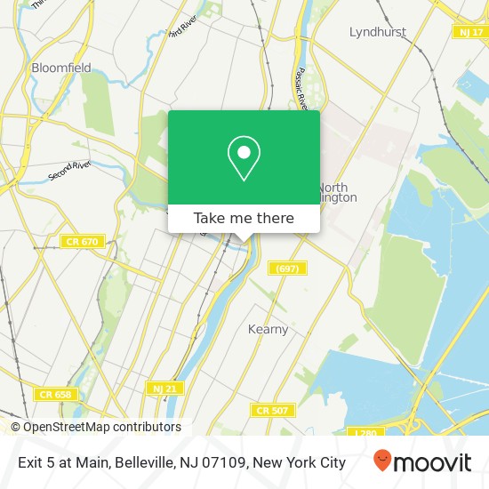 Exit 5 at Main, Belleville, NJ 07109 map
