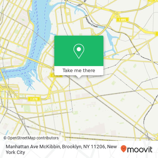 Mapa de Manhattan Ave McKibbin, Brooklyn, NY 11206