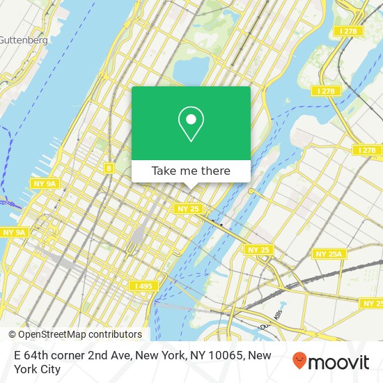 Mapa de E 64th corner 2nd Ave, New York, NY 10065
