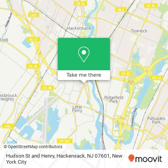 Hudson St and Henry, Hackensack, NJ 07601 map