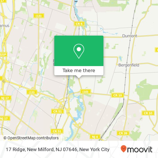 Mapa de 17 Ridge, New Milford, NJ 07646
