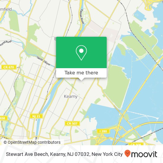 Stewart Ave Beech, Kearny, NJ 07032 map