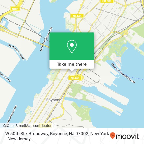 Mapa de W 50th St / Broadway, Bayonne, NJ 07002