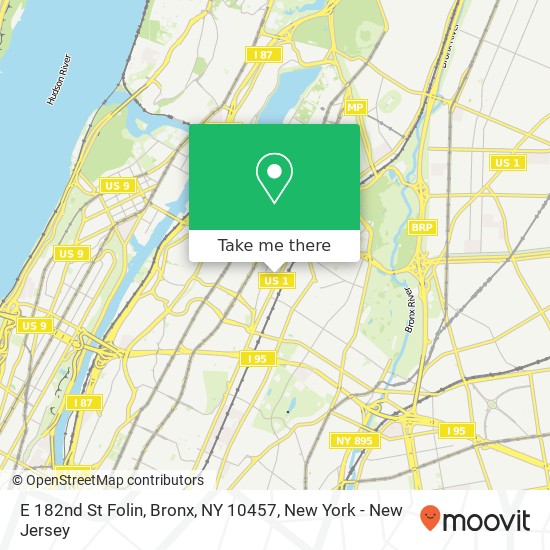 Mapa de E 182nd St Folin, Bronx, NY 10457