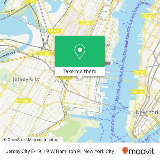 Mapa de Jersey City E-19, 19 W Hamilton Pl