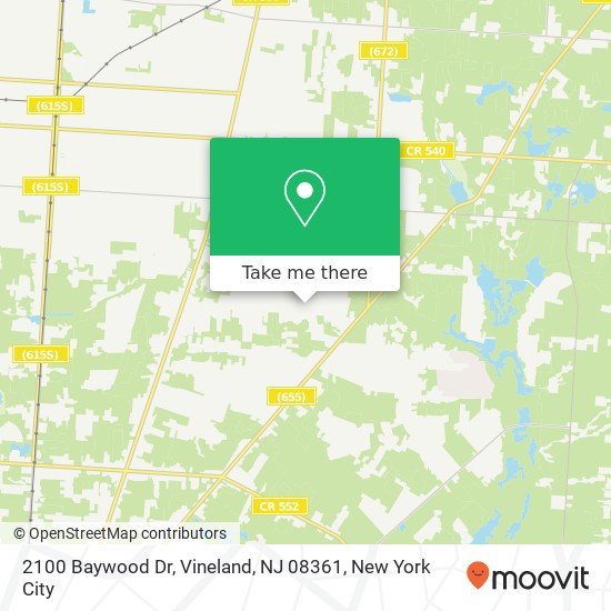Mapa de 2100 Baywood Dr, Vineland, NJ 08361