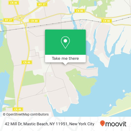 Mapa de 42 Mill Dr, Mastic Beach, NY 11951