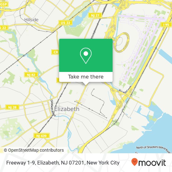 Mapa de Freeway 1-9, Elizabeth, NJ 07201