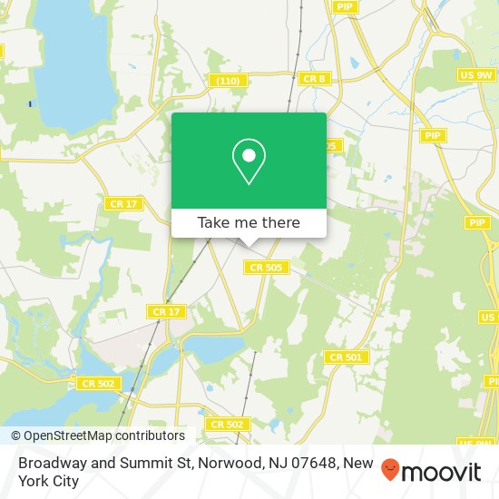 Mapa de Broadway and Summit St, Norwood, NJ 07648