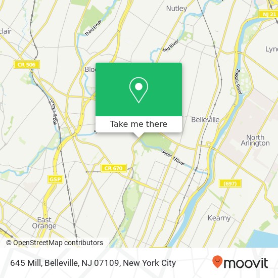 Mapa de 645 Mill, Belleville, NJ 07109