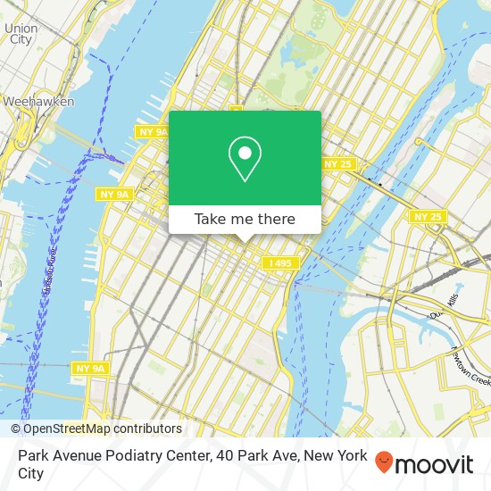 Mapa de Park Avenue Podiatry Center, 40 Park Ave