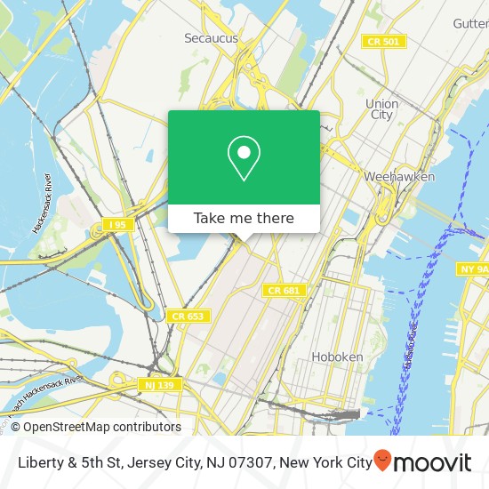 Mapa de Liberty & 5th St, Jersey City, NJ 07307