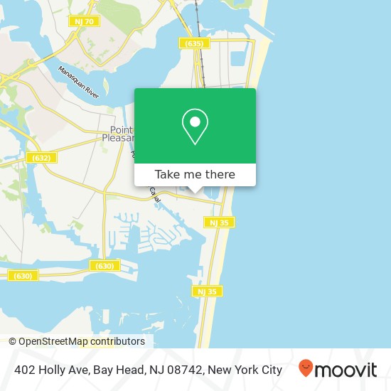 Mapa de 402 Holly Ave, Bay Head, NJ 08742