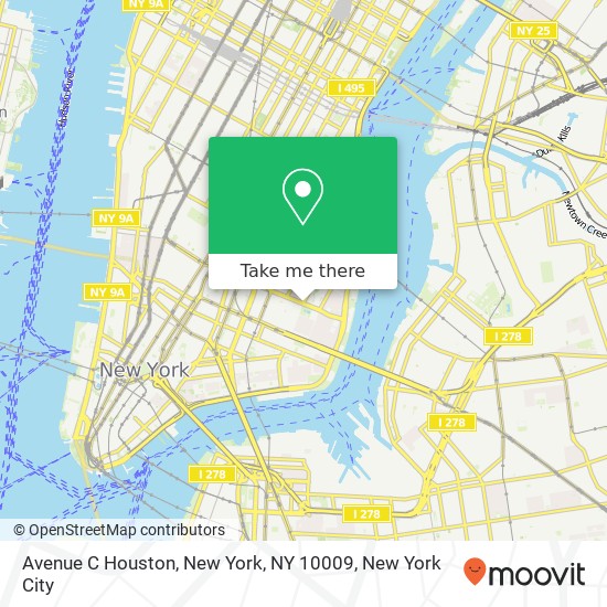 Avenue C Houston, New York, NY 10009 map