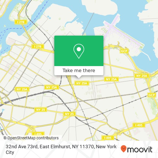Mapa de 32nd Ave 73rd, East Elmhurst, NY 11370