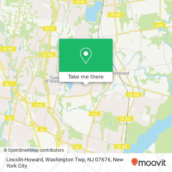 Mapa de Lincoln Howard, Washington Twp, NJ 07676