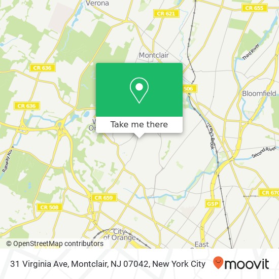 Mapa de 31 Virginia Ave, Montclair, NJ 07042