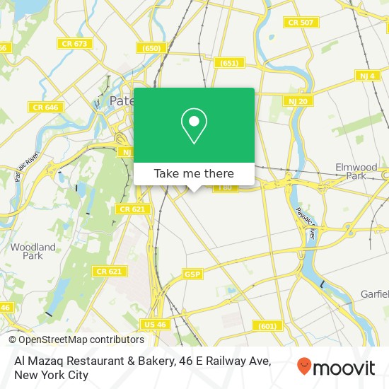 Mapa de Al Mazaq Restaurant & Bakery, 46 E Railway Ave