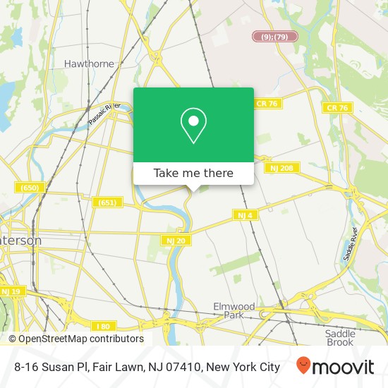 Mapa de 8-16 Susan Pl, Fair Lawn, NJ 07410