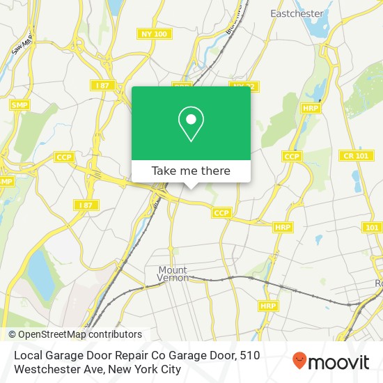 Mapa de Local Garage Door Repair Co Garage Door, 510 Westchester Ave